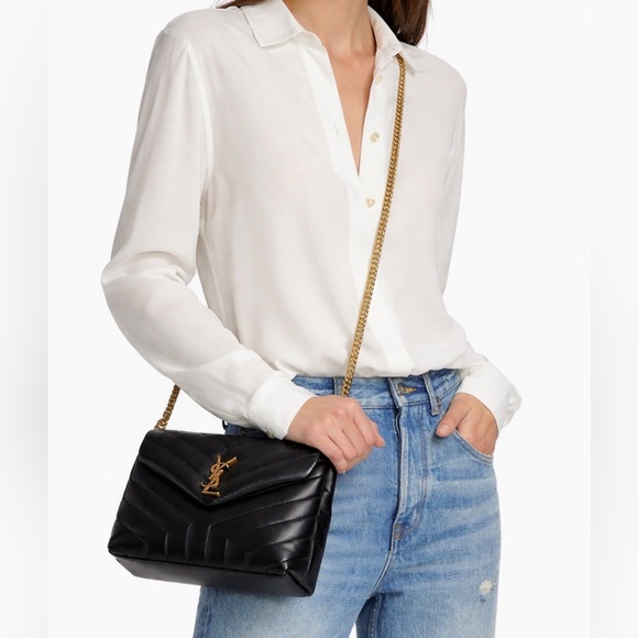 Saint Laurent Loulou Small YSL Shoulder Bag in Quilted Leather Gold Hardware - Picture 16 of 16